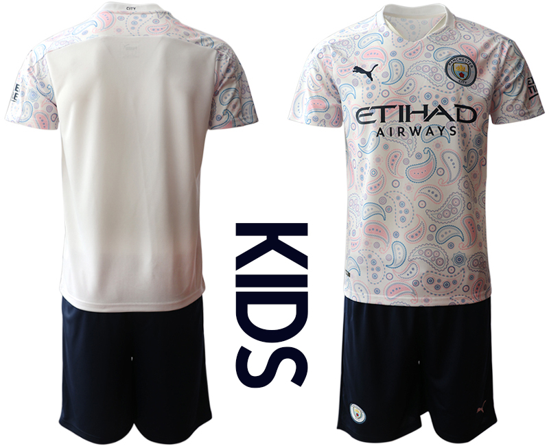 Youth 2020-2021 club Manchester City away white blank Soccer Jerseys